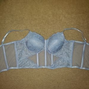 Blue Lace Bra zipper back C cup
